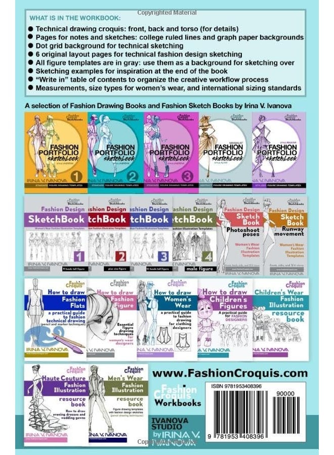 Compact-Size Fashion Design Technical Drawing Workbook for Swimwear: Technical Journal, Fashion Sketchbook, Design Organizer
