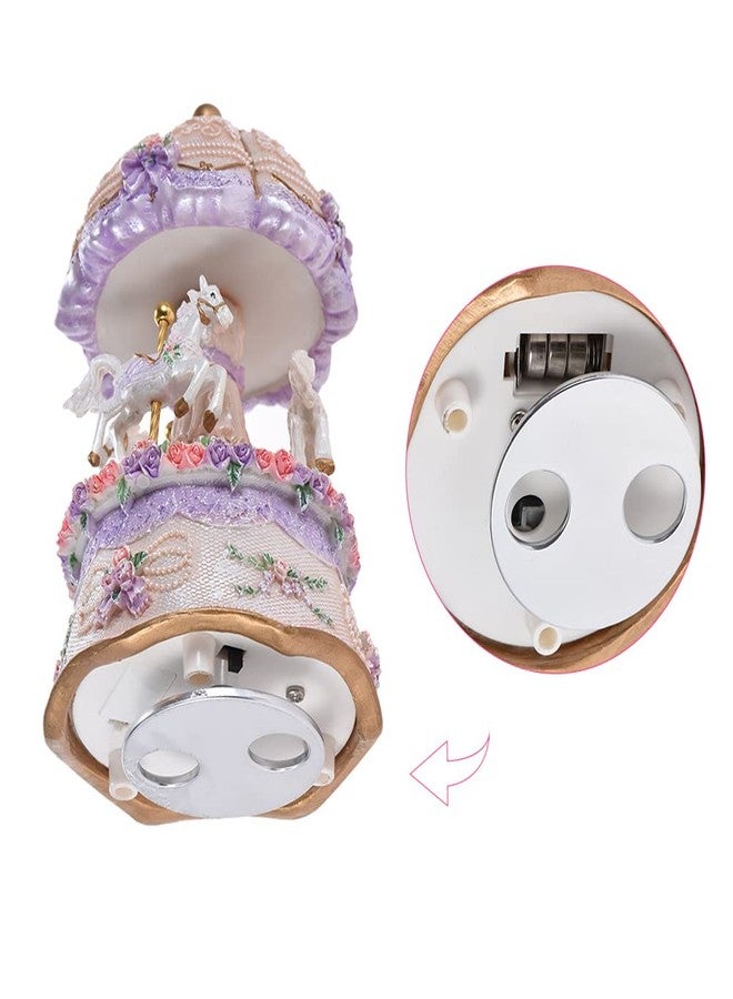 Yinhing Musical Boxes, Luminous Rotating Music Box Carousel Horses Music Box Friendly Resin Material for Girls and Women Baby Kids Sister Daughter Mom Granddaughter (Purple) - Image 4