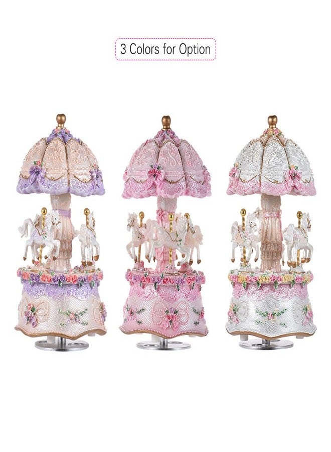Yinhing Musical Boxes, Luminous Rotating Music Box Carousel Horses Music Box Friendly Resin Material for Girls and Women Baby Kids Sister Daughter Mom Granddaughter (Purple) - Image 5
