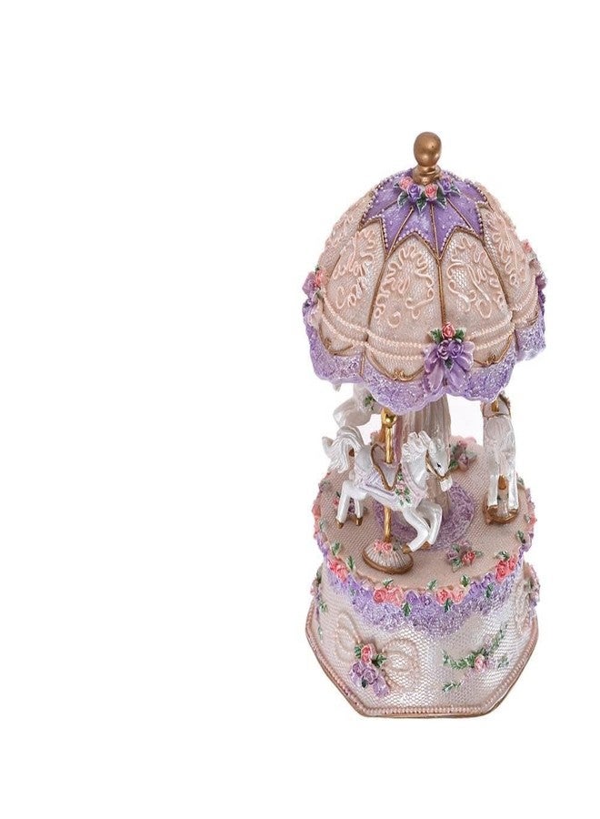 Yinhing Musical Boxes, Luminous Rotating Music Box Carousel Horses Music Box Friendly Resin Material for Girls and Women Baby Kids Sister Daughter Mom Granddaughter (Purple) - Image 1