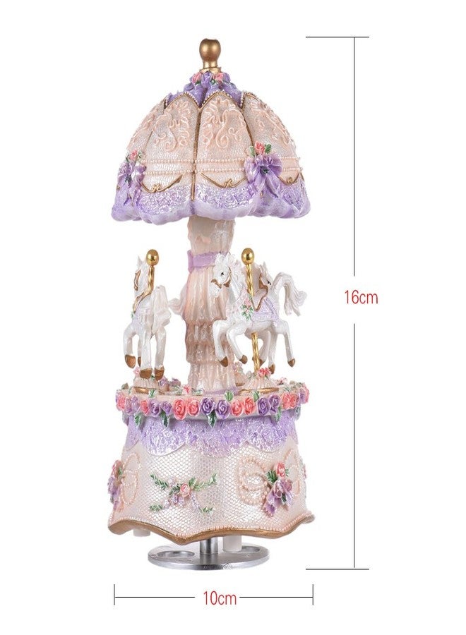 Yinhing Musical Boxes, Luminous Rotating Music Box Carousel Horses Music Box Friendly Resin Material for Girls and Women Baby Kids Sister Daughter Mom Granddaughter (Purple) - Image 3