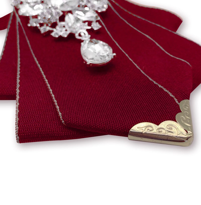MOHSILY Vintage Crystal Bow Tie Adjustable Burgundy Bow Tie for Men Wedding Party Bowtie - Image 4