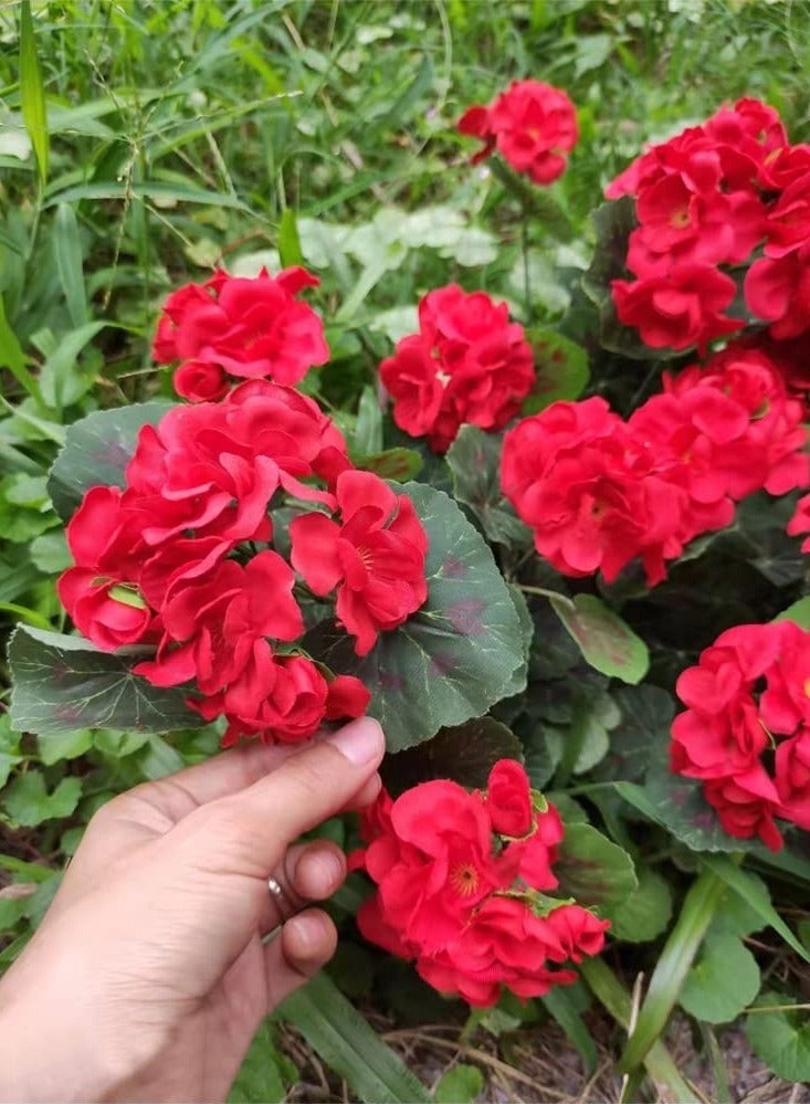 كابتن تيك SYOSI Artificial Geranium Flowers 4 Pcs Faux Geranium Bush Red 14.2 Inches Long Artificial Geraniums Silk Flowers Plant for Outdoors Garden Planter Indoor Vase Table Centerpiece - Image 3