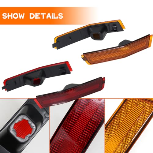 Tonsya Compatible with 2007 2008 2019 2010 Lincoln MKX Bumper Rear Front Side Marker AmberRed housings 4ps - Image 3