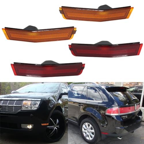 Tonsya Compatible with 2007 2008 2019 2010 Lincoln MKX Bumper Rear Front Side Marker AmberRed housings 4ps - Image 1