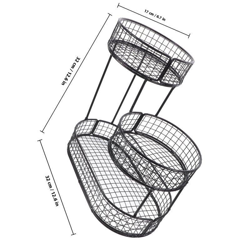 Fruit Basket Food Storage Container Snack Basket End Table Fruit Basket 3-Tier Fruit Basket Iron Art Fruit Basket for Dining Table - Image 2