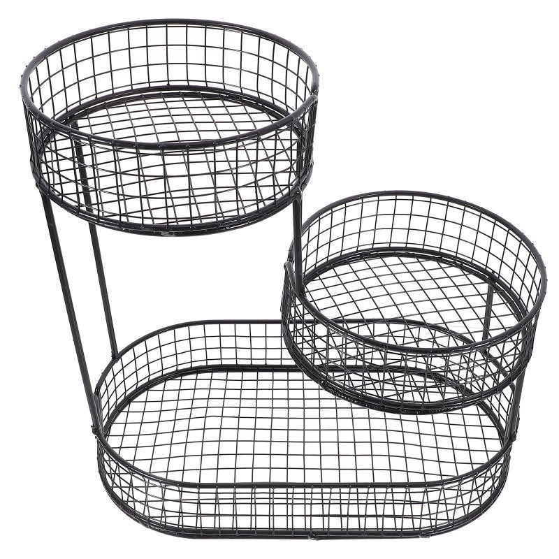 Fruit Basket Food Storage Container Snack Basket End Table Fruit Basket 3-Tier Fruit Basket Iron Art Fruit Basket for Dining Table - Image 1