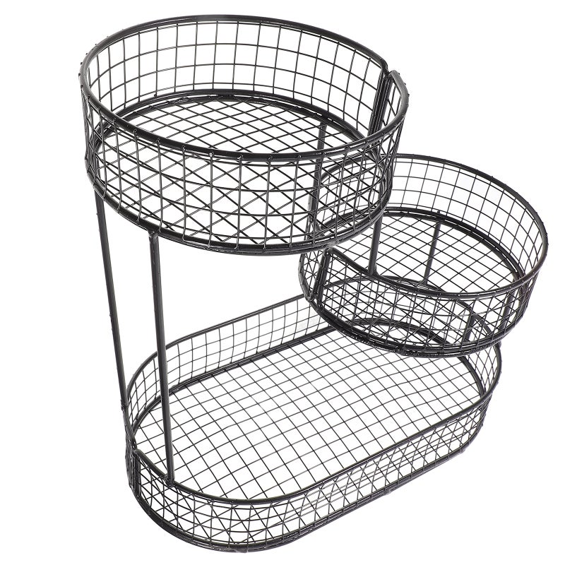Fruit Basket Food Storage Container Snack Basket End Table Fruit Basket 3-Tier Fruit Basket Iron Art Fruit Basket for Dining Table - Image 5