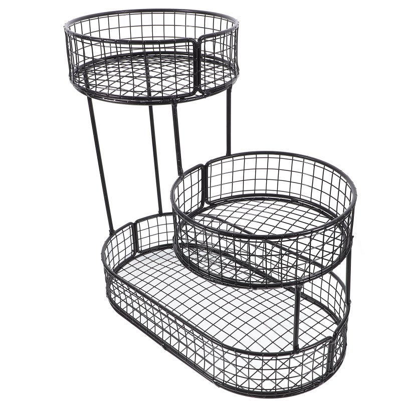 Fruit Basket Food Storage Container Snack Basket End Table Fruit Basket 3-Tier Fruit Basket Iron Art Fruit Basket for Dining Table - Image 4