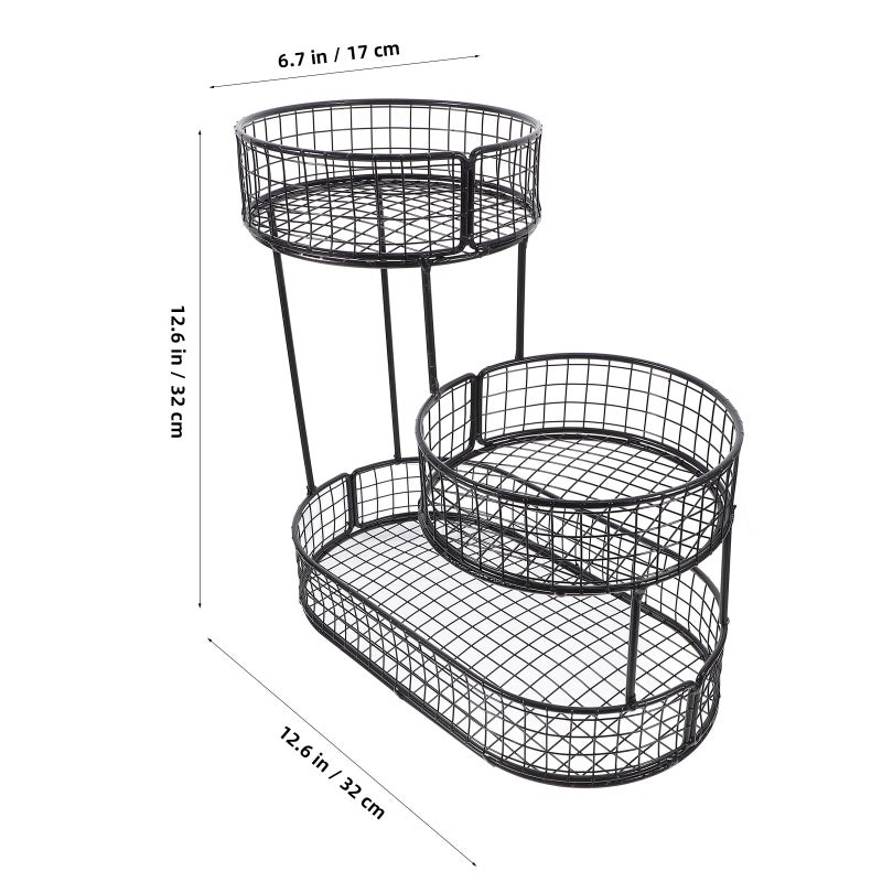 Fruit Basket Food Storage Container Snack Basket End Table Fruit Basket 3-Tier Fruit Basket Iron Art Fruit Basket for Dining Table - Image 3