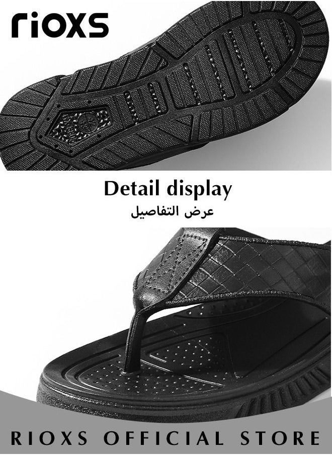 ريوكس فليب فلوبس للرجال، نعال الدش المانع للانزلاق، صندلة الرجال المسطحة الناعمة الوحيدة، صندل الشاطئ فليب فلوبس، سحابة وسادة الماء الشرائح غير المنزلقة للاستخدام في الهواء الطلق، النعال المريحة  - Image 5