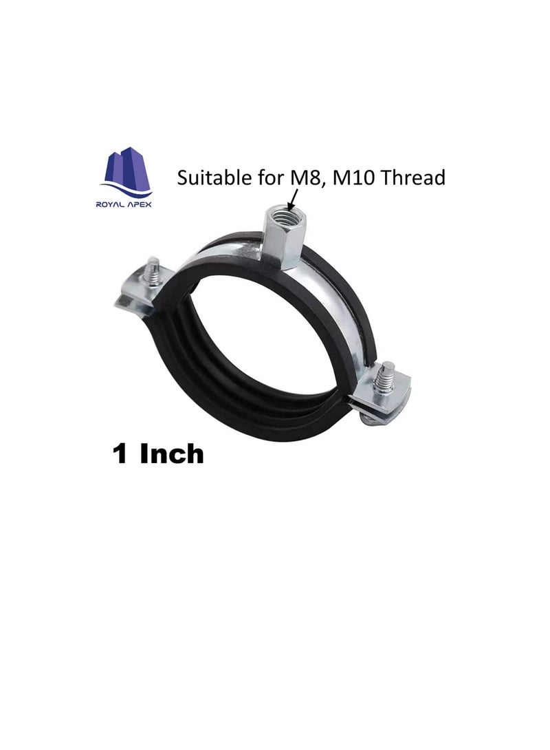 Heavy Duty Adjustable Two-screw Pipe Galvanized Iron (GI) Clamp with Rubber Lined or Unlined for Wall Ceiling Mount Pipe Supports, Split Ring Hanger (1 Inch, Pack of 5)  - Image 2