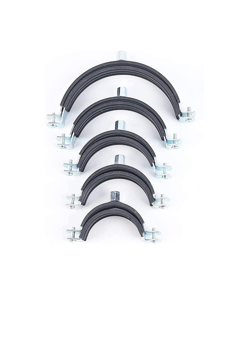 Heavy Duty Adjustable Two-screw Pipe Galvanized Iron (GI) Clamp with Rubber Lined or Unlined for Wall Ceiling Mount Pipe Supports, Split Ring Hanger (1 Inch, Pack of 5)  - Image 1