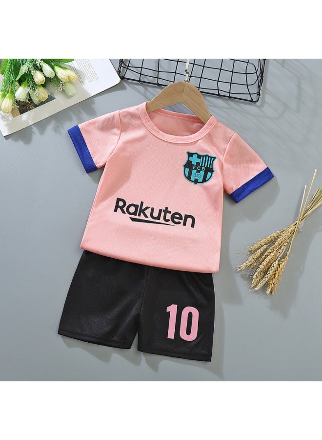 Pink Children's Spring Summer Soccer Jersey Short Sleeve Shorts Quick-dry Mesh Breathable Set