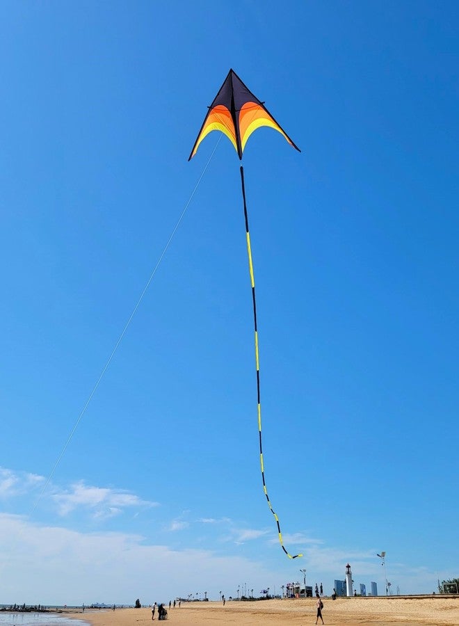 Flying Hoofer Giant Kite for Adults Easy to Fly, 9ft Huge Delta Kite Come with 98ft Tail (Black and Yellow). - Image 5