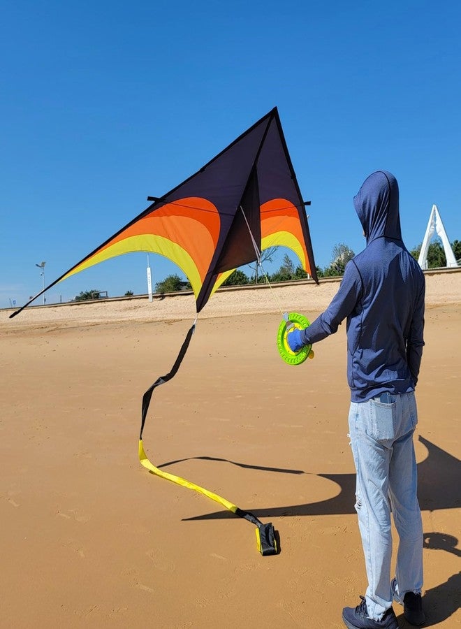Flying Hoofer Giant Kite for Adults Easy to Fly, 9ft Huge Delta Kite Come with 98ft Tail (Black and Yellow). - Image 4