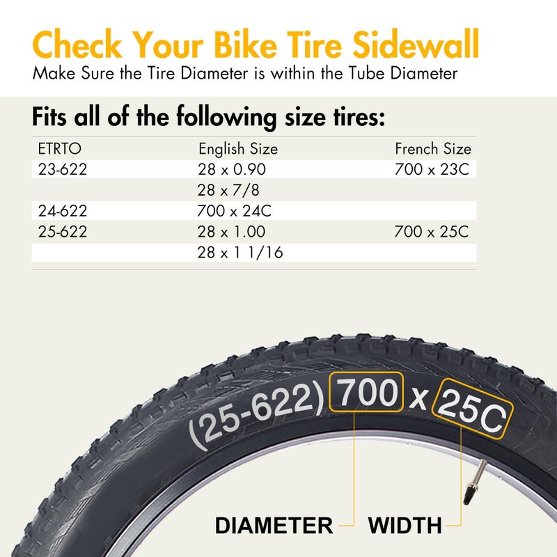 LotFancy أنابيب دراجات LotFancy 700x23c/25c، صمام بريستا 42 مم، 2 قطعة 700x25c 700x23c 23-622 25-622 - Image 3