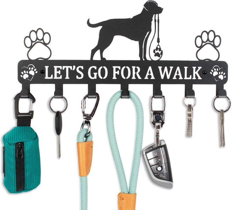 BienBion Large Size Key Holder for Wall,Dog Leash Holder for Wall,13.5" L × 6.2" W × 0.75" H Metal Keys Holder on Wall Decorative with 7 Hooks,Key Rack for Entryway,Front Door,Hallway,Kitchen,Office - Image 1