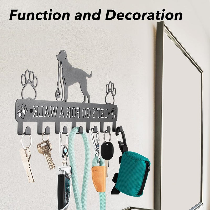 BienBion Large Size Key Holder for Wall,Dog Leash Holder for Wall,13.5" L × 6.2" W × 0.75" H Metal Keys Holder on Wall Decorative with 7 Hooks,Key Rack for Entryway,Front Door,Hallway,Kitchen,Office - Image 4