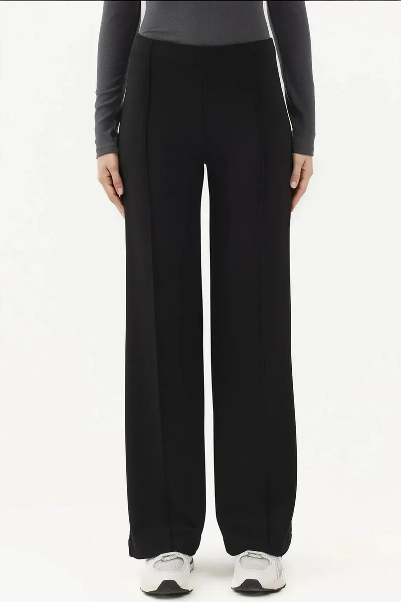 Hiccup Modal Touch Rib Detailed Wide Leg Pants