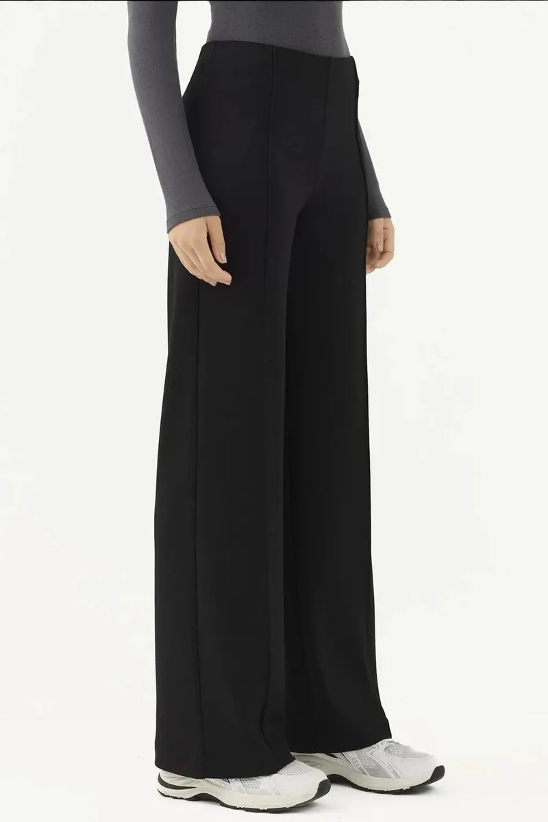 Hiccup Modal Touch Rib Detailed Wide Leg Pants