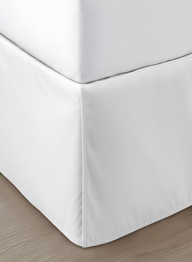 SGI Bedding 10 inch Drop Bed Skirt Queen Size - Platform Style with Secure Fit, Classic Tailored Look, Elegant Pleated Style Dust Ruffle, Split Corners, Wrinkle Resistant Microfiber - White - Image 1
