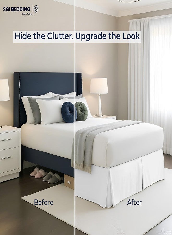SGI Bedding 10 inch Drop Bed Skirt Queen Size - Platform Style with Secure Fit, Classic Tailored Look, Elegant Pleated Style Dust Ruffle, Split Corners, Wrinkle Resistant Microfiber - White - Image 5