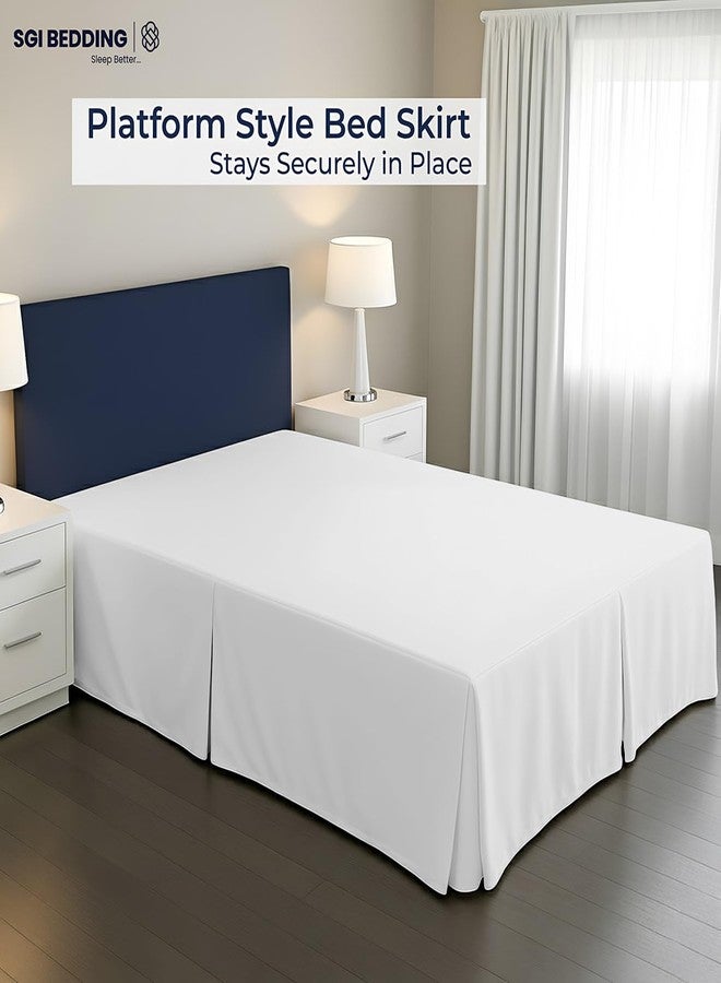 SGI Bedding 10 inch Drop Bed Skirt Queen Size - Platform Style with Secure Fit, Classic Tailored Look, Elegant Pleated Style Dust Ruffle, Split Corners, Wrinkle Resistant Microfiber - White - Image 2