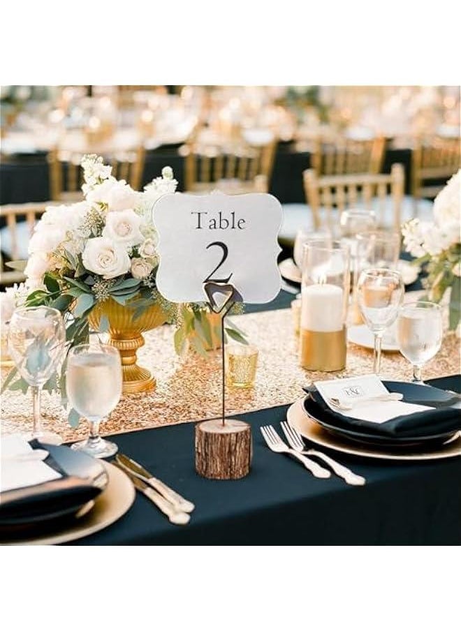 HOOKOR 20 Pcs Wood Place Card Holders with Swirl Wire and Kraft Paper Cards Table High Quality Name Note Clip Photo Holder 5.7'' For Wedding Reception Wedding Ceremony, Fair, Demonstration, Home Decoration  - Image 2