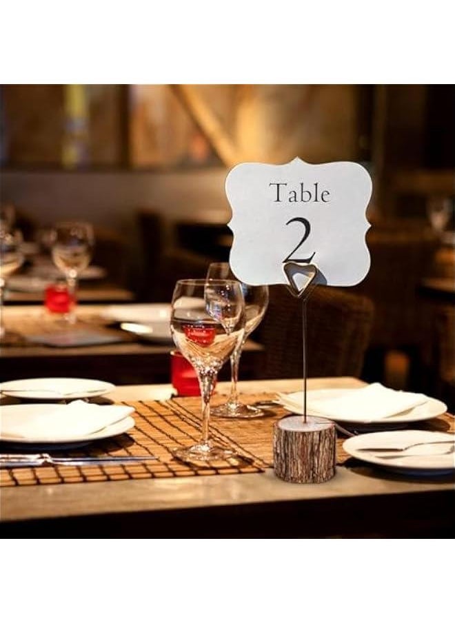 HOOKOR 20 Pcs Wood Place Card Holders with Swirl Wire and Kraft Paper Cards Table High Quality Name Note Clip Photo Holder 5.7'' For Wedding Reception Wedding Ceremony, Fair, Demonstration, Home Decoration  - Image 3
