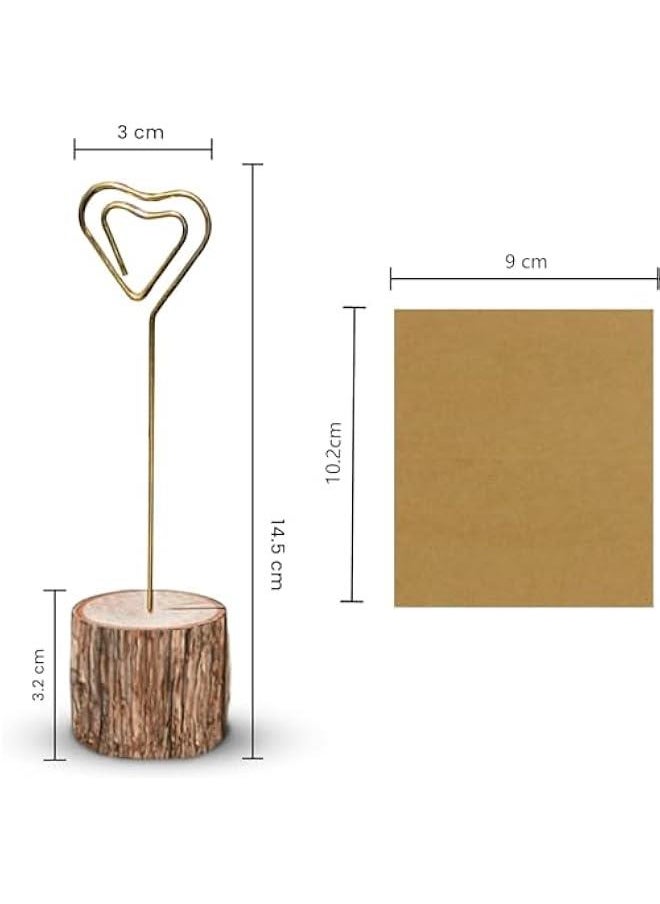 HOOKOR 20 Pcs Wood Place Card Holders with Swirl Wire and Kraft Paper Cards Table High Quality Name Note Clip Photo Holder 5.7'' For Wedding Reception Wedding Ceremony, Fair, Demonstration, Home Decoration  - Image 4