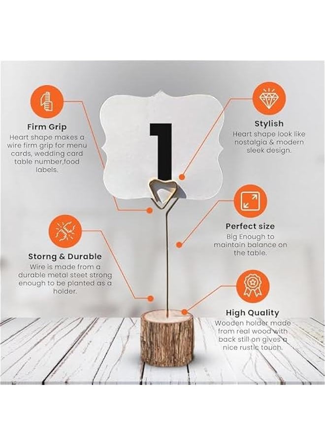 HOOKOR 20 Pcs Wood Place Card Holders with Swirl Wire and Kraft Paper Cards Table High Quality Name Note Clip Photo Holder 5.7'' For Wedding Reception Wedding Ceremony, Fair, Demonstration, Home Decoration  - Image 5