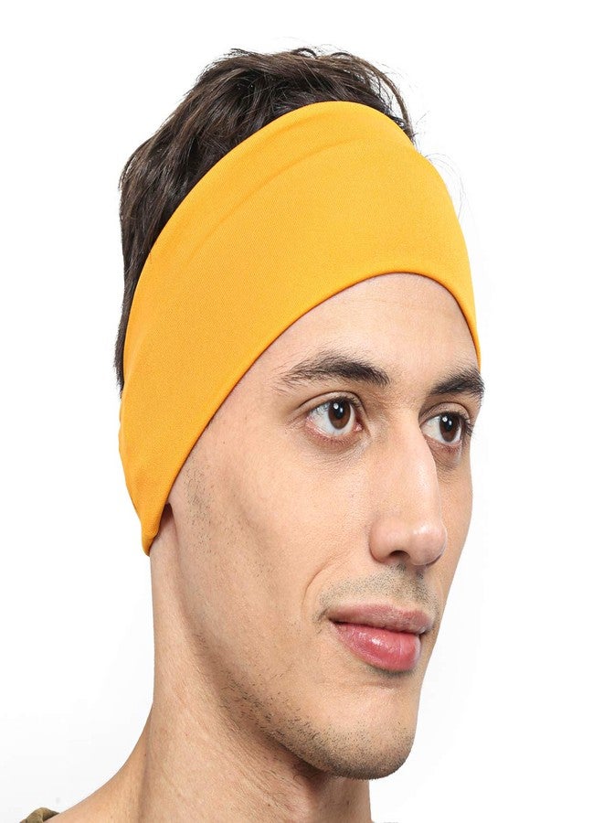 BISMAADH Unisex Microfiber Yoga Sports Non-Slip Moisture Wicking Athletic Sweatband (MUSTARD YELLOW) - Image 4