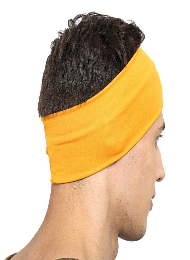 BISMAADH Unisex Microfiber Yoga Sports Non-Slip Moisture Wicking Athletic Sweatband (MUSTARD YELLOW) - Image 3