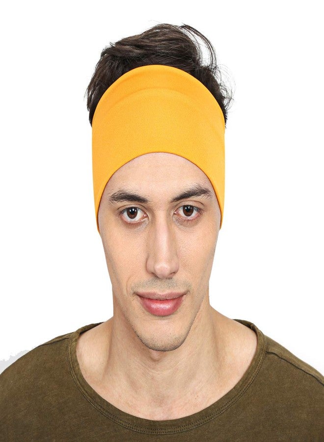BISMAADH Unisex Microfiber Yoga Sports Non-Slip Moisture Wicking Athletic Sweatband (MUSTARD YELLOW) - Image 2