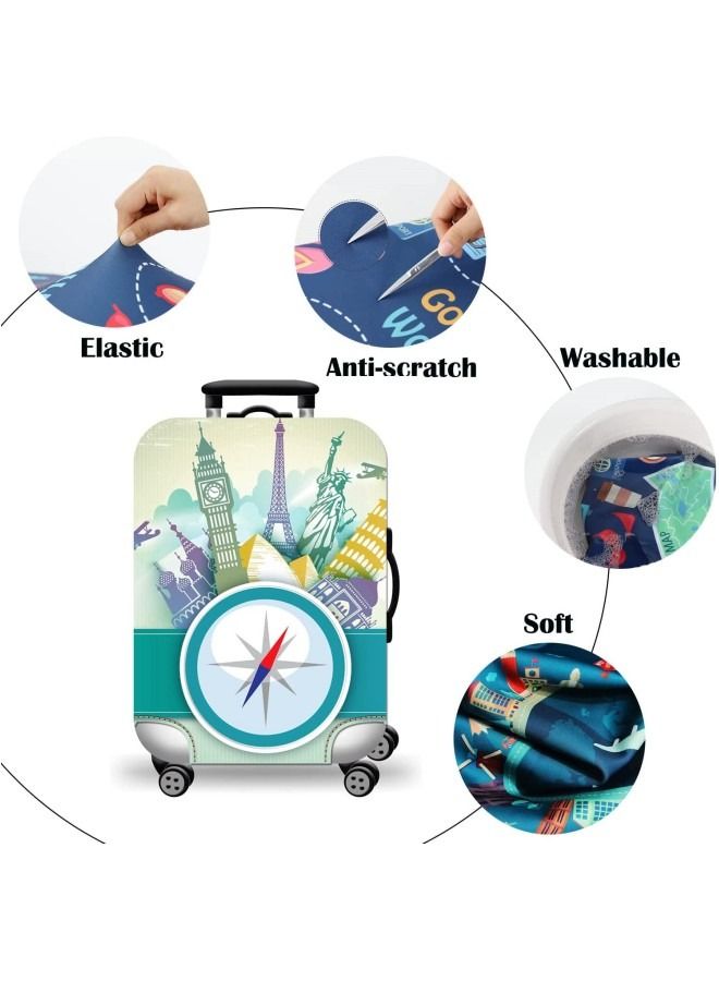 GGEROU غطاء حقيبة حماية للأمتعة للحقيبة ذات العجلات، أغطية حقائب الأمتعة مقاس 18/24/28/32 بوصة - Image 3