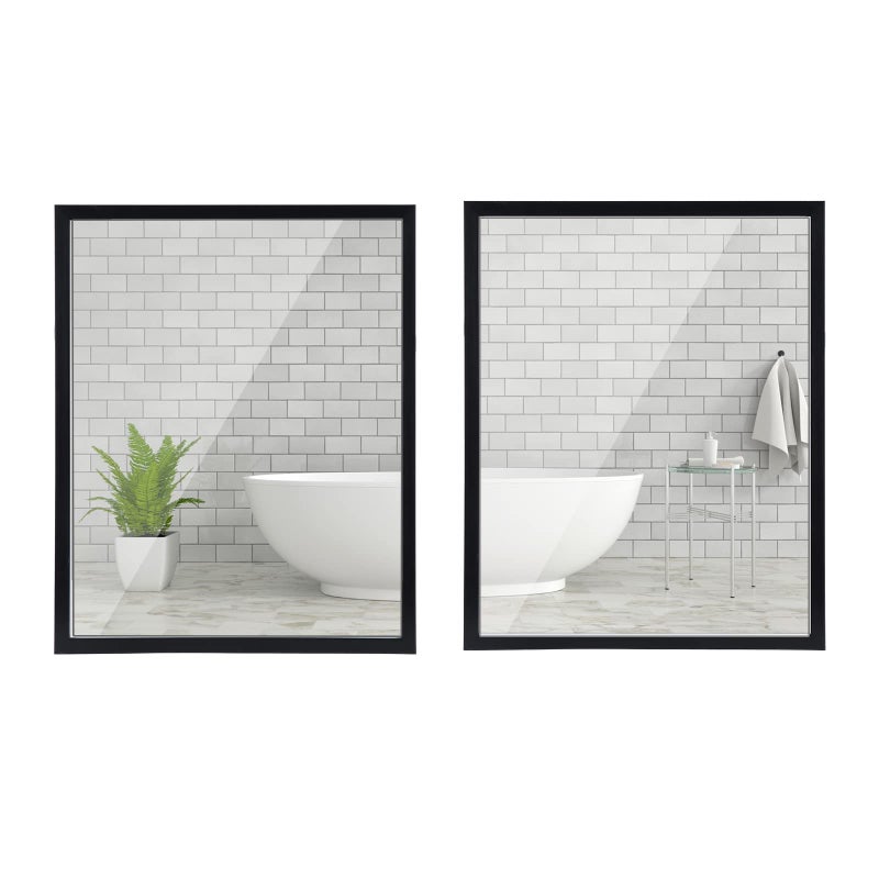 CRUGLA CRUGLA 2 Packs 18x24 Rectangle Wall Mirrors Black Hanging Full Length Body Vanity Mirror for Bathroom Living Room Bedroom 