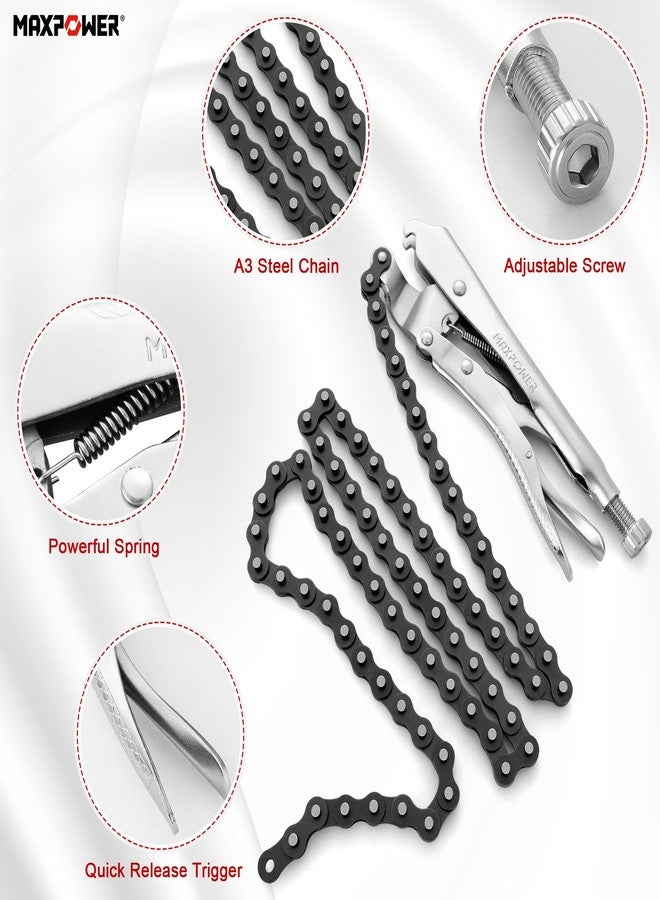 MAXPOWER Locking Chain Clamp, 9-Inch Locking Chain Pliers with 47.2” Chain, 14.2” Diameter, Quick Release - Image 3