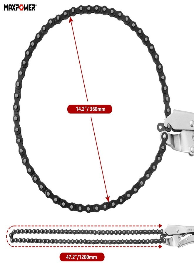 MAXPOWER Locking Chain Clamp, 9-Inch Locking Chain Pliers with 47.2” Chain, 14.2” Diameter, Quick Release - Image 2