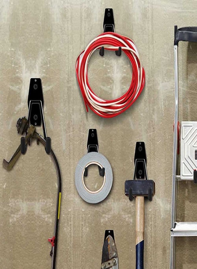 Teensery 2 Pcs Garage Hooks Wall Mounted Garage Storage Utility Hooks Double Hooks Garage Hanger Organizers Garden Tools, Black - Image 3