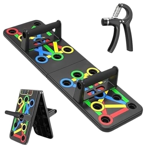 PulGos 15-in-1 Push Up Board with Hand Gripper- Foldable Pushup Trainer for Home Workout, Color Coded Muscle Training System for Chest, Shoulder, Back, Biceps, Triceps Strength Training Equipment - Image 1