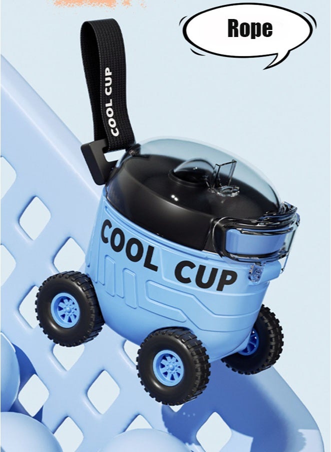 Cartoon Car Shape Children's Water Cup With Safety Lock Straw Mouth And Carrying Rope Stainless Steel Vacuum Insulated Tumbler For Outdoor Use Pink