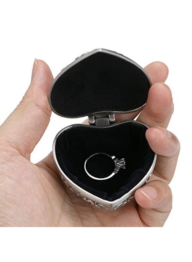 Hipiwe Vintage Heart Shape Jewelry Box - Small Antique Ring/Earrings/Necklace Storage Organizer Case, Metal Treasure Chest Trinket Keepsake Gift Box for Women And Girls  - Image 4