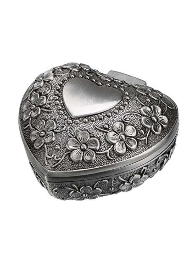 Hipiwe Vintage Heart Shape Jewelry Box - Small Antique Ring/Earrings/Necklace Storage Organizer Case, Metal Treasure Chest Trinket Keepsake Gift Box for Women And Girls  - Image 1
