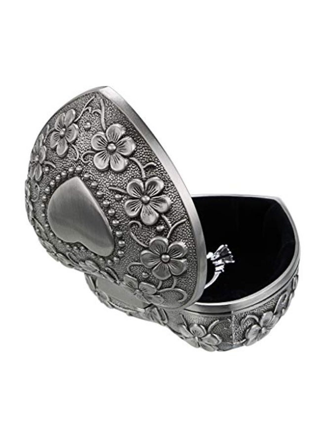 Hipiwe Vintage Heart Shape Jewelry Box - Small Antique Ring/Earrings/Necklace Storage Organizer Case, Metal Treasure Chest Trinket Keepsake Gift Box for Women And Girls  - Image 5