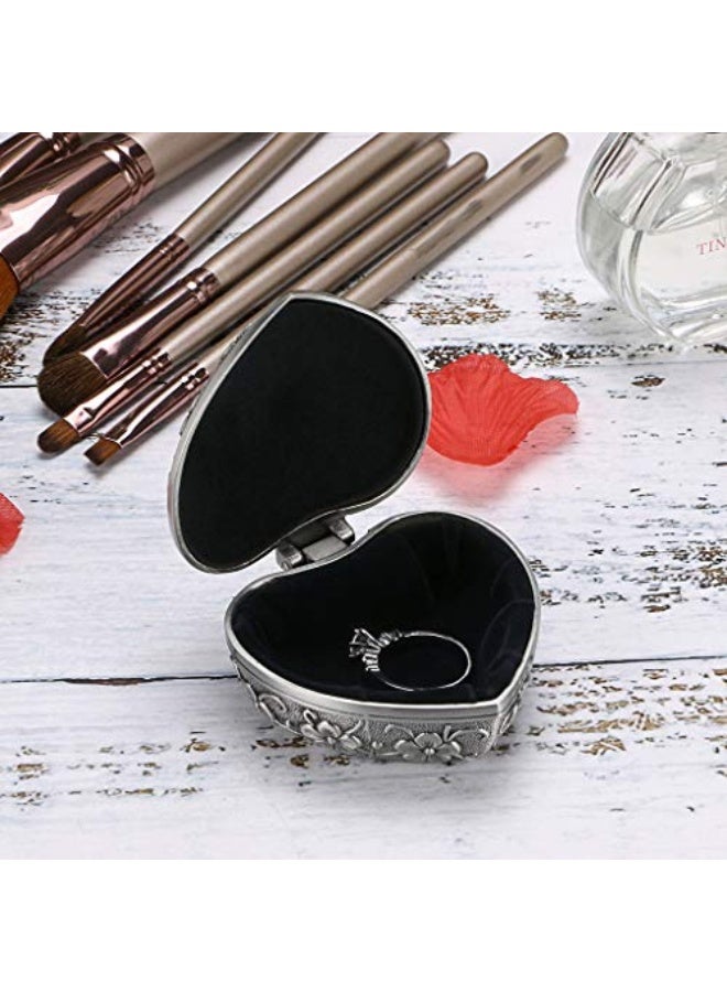 Hipiwe Vintage Heart Shape Jewelry Box - Small Antique Ring/Earrings/Necklace Storage Organizer Case, Metal Treasure Chest Trinket Keepsake Gift Box for Women And Girls  - Image 3