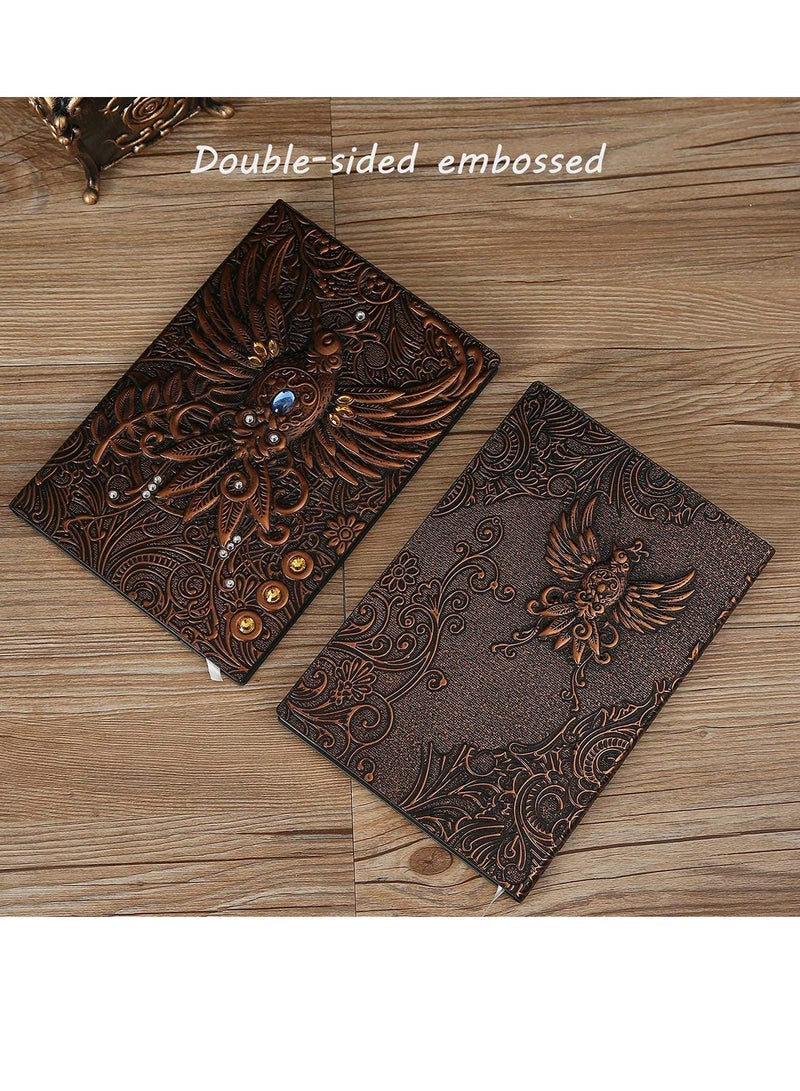 SYOSI Vintage Leather Travel Lined Ruled Hardback Diary Embossed Writing A5 Notepad - 200 Pages, Unique Birthday Anniversary Gift - Image 4