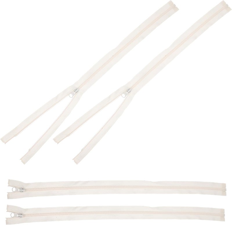 HAPINARY 4pcs Bulk Resin Zippers Large Teeth Open-end Jacket Zipper 50cm Light Beige for Sewing Garments Workwear - Image 1