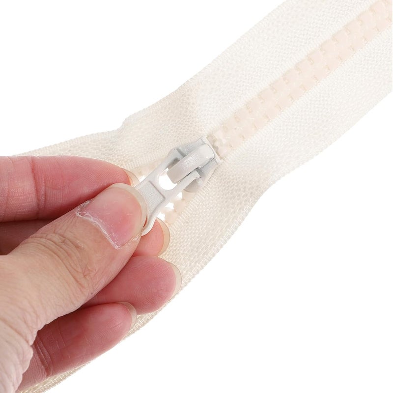 HAPINARY 4pcs Bulk Resin Zippers Large Teeth Open-end Jacket Zipper 50cm Light Beige for Sewing Garments Workwear - Image 2