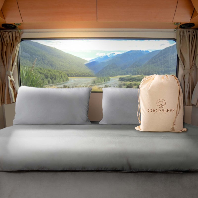 Good Sleep Bedding 600 TC Luxurious Light Gray RV Short King Sheets 72 x 75 100 Egyptian Cotton RV Sheets 4 Piece RV Bed Sheets Set Ultra Soft Camping Sheets for RV Mattress 16 Deep Pocket Sheets for RV Bed 